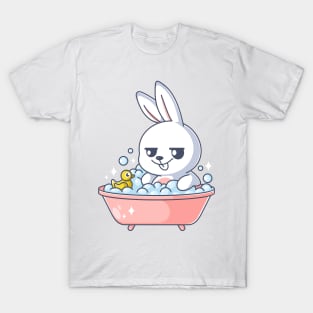 Cute bunny in a bathtub with a rubber duck T-Shirt